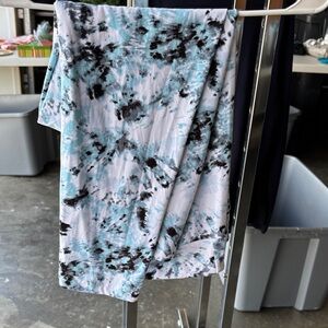 Tie-Dye Lightweight Scarf in Aqua, Black and White